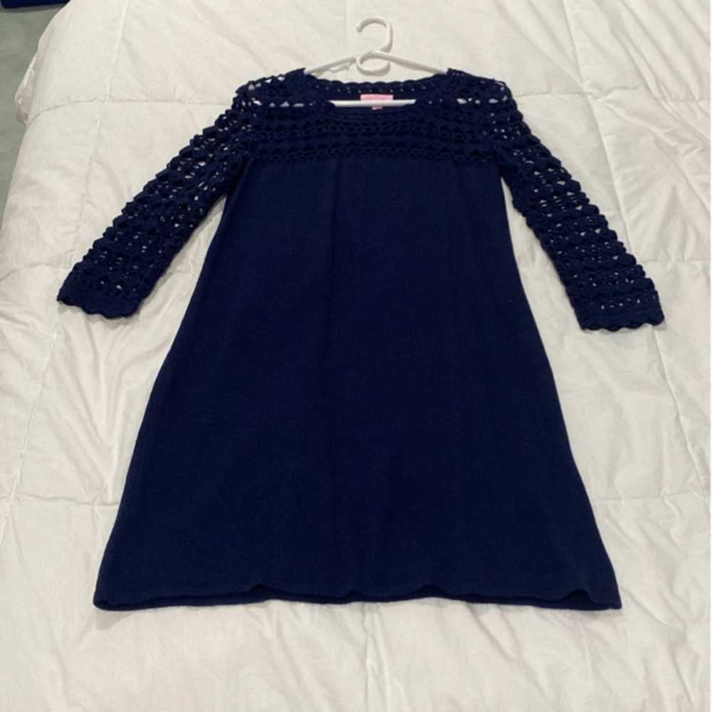 Lilly Pulitzer Navy Crochet Merino Wool Dress - image 5