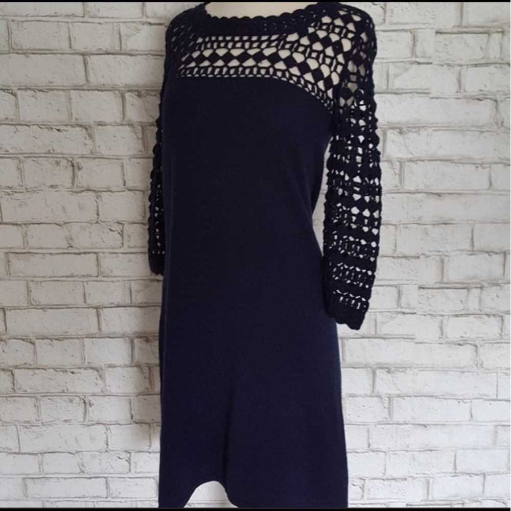 Lilly Pulitzer Navy Crochet Merino Wool Dress - image 6