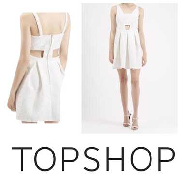 Topshop ivory bonded lace pleated skater party min
