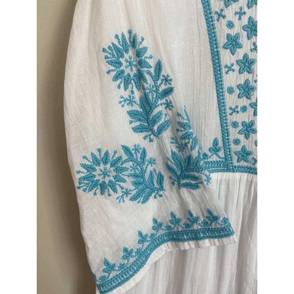 NWOT Soft Surroundings Dress White Blue Embroider… - image 2