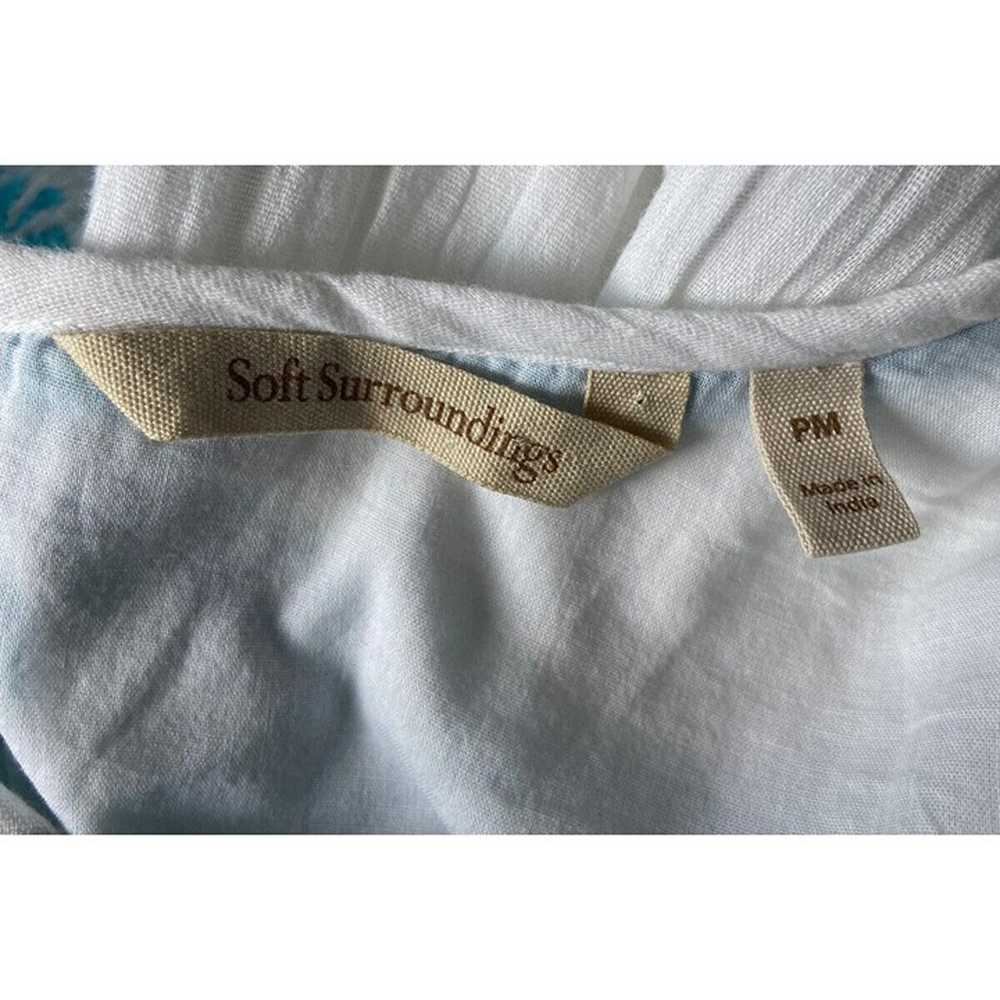 NWOT Soft Surroundings Dress White Blue Embroider… - image 4