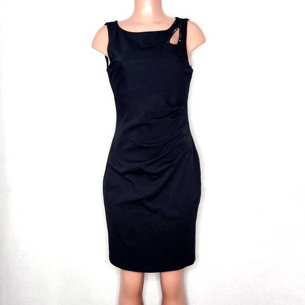 Cache Cocktail Dress Beaded Cutout Shoulder Size … - image 1