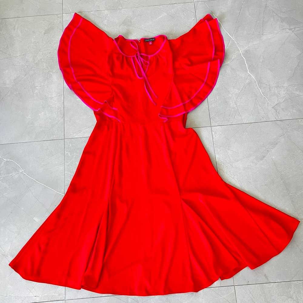 VINCE CAMUTO Red Magenta Trim Ruffled Sleeves Ple… - image 12