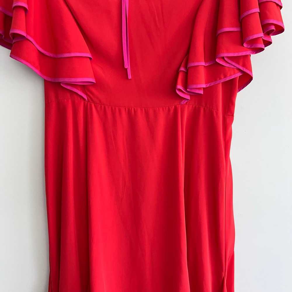 VINCE CAMUTO Red Magenta Trim Ruffled Sleeves Ple… - image 3