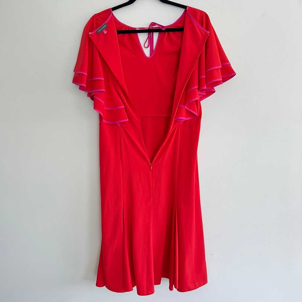 VINCE CAMUTO Red Magenta Trim Ruffled Sleeves Ple… - image 9