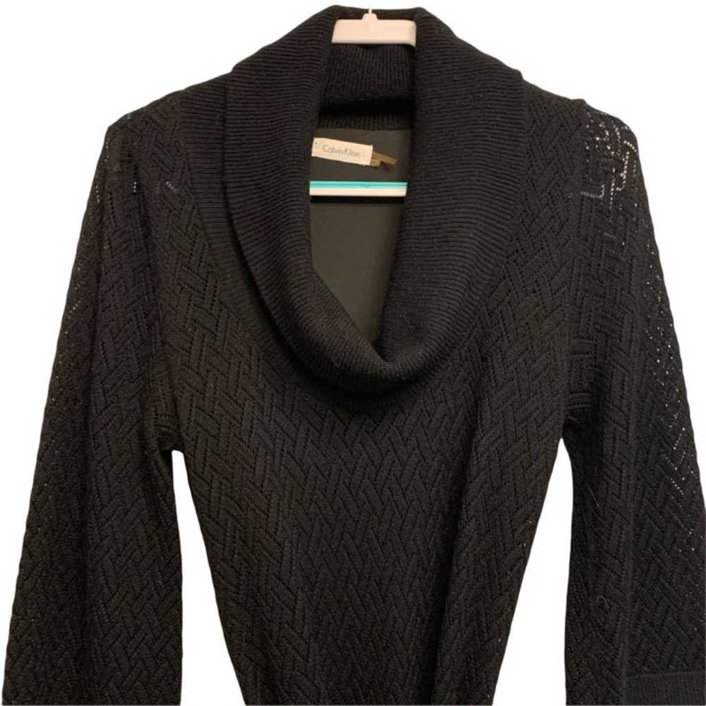 Calvin Klein Black Wool Cowl Neck Pointelle Sweat… - image 6