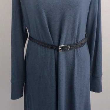 Soft Surroundings Gray/Blue Pullover Knit V-neck … - image 1