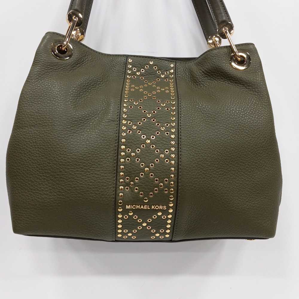 Michael Kors Olive Green Studded Leather Handbag - image 2