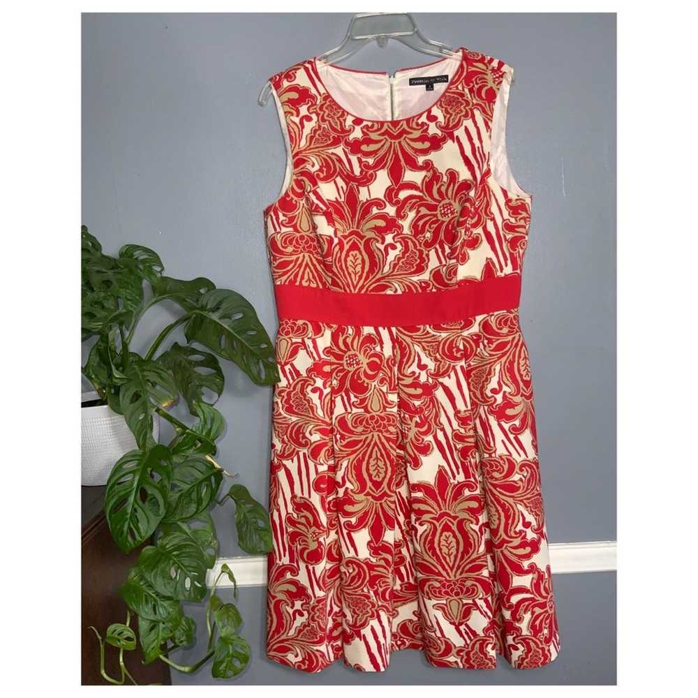 Preston & York Red & Gold Damask Sleeveless Fit &… - image 3