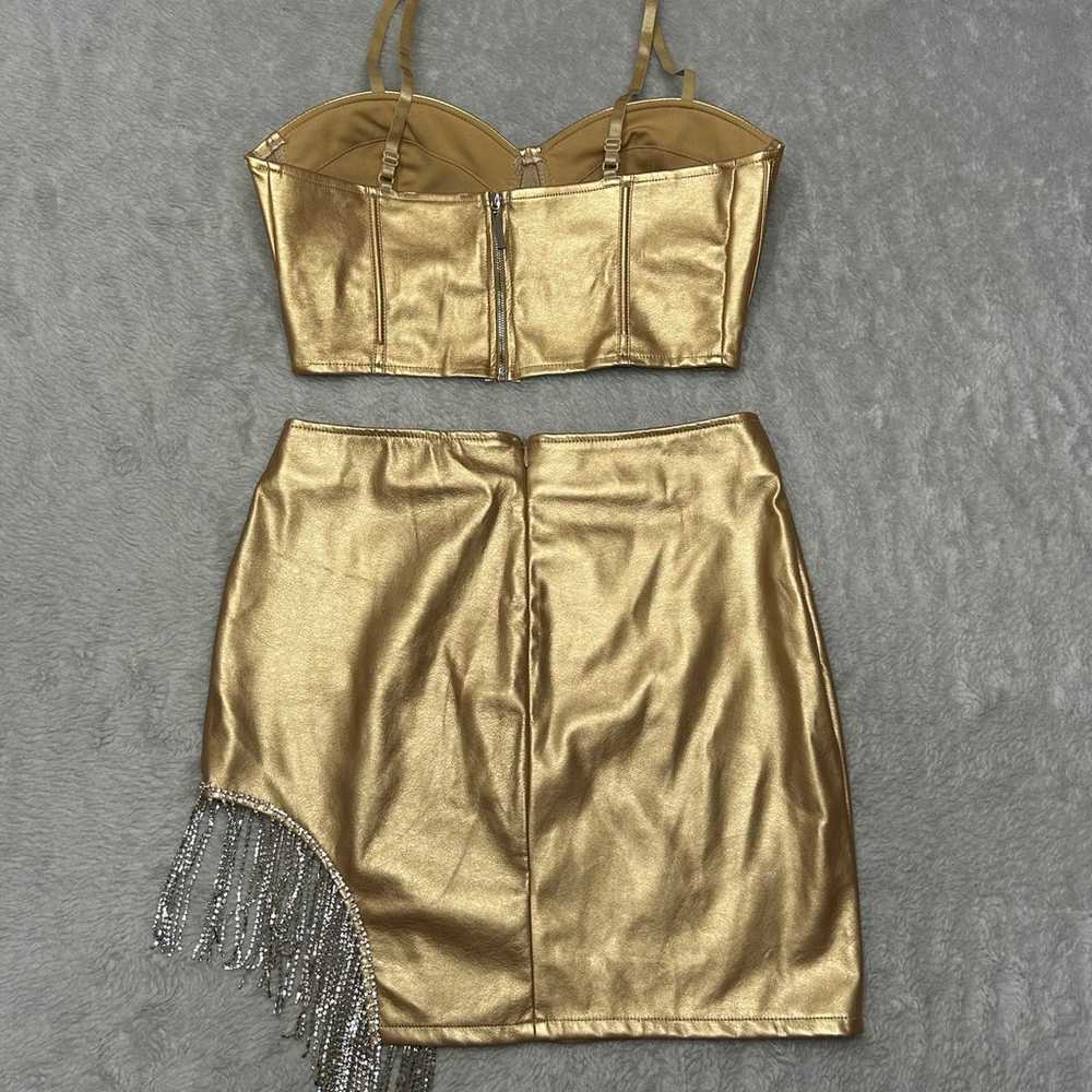NWOT Say what Gold Metallic Tone Patent Leather C… - image 2