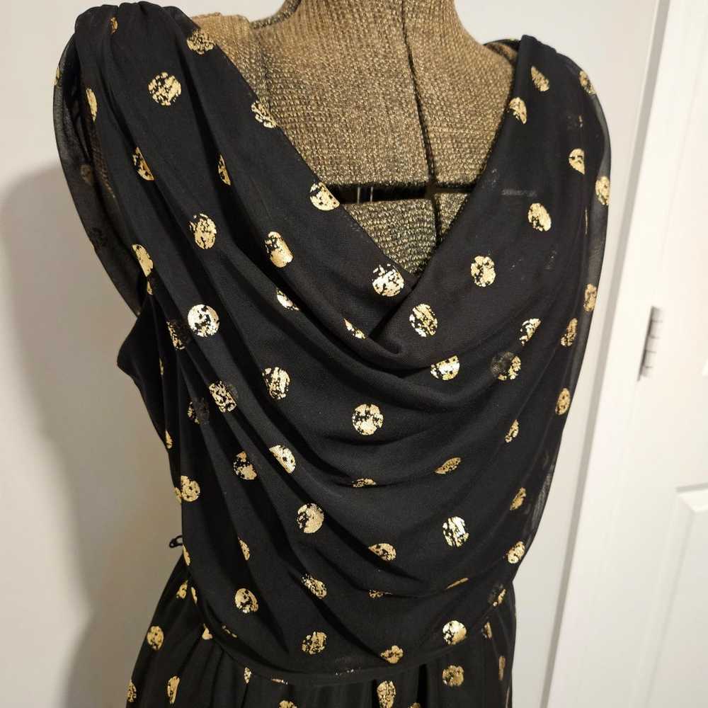 Ronni Nicole Studios Black/Gold Polka Dot Cowl Ne… - image 4