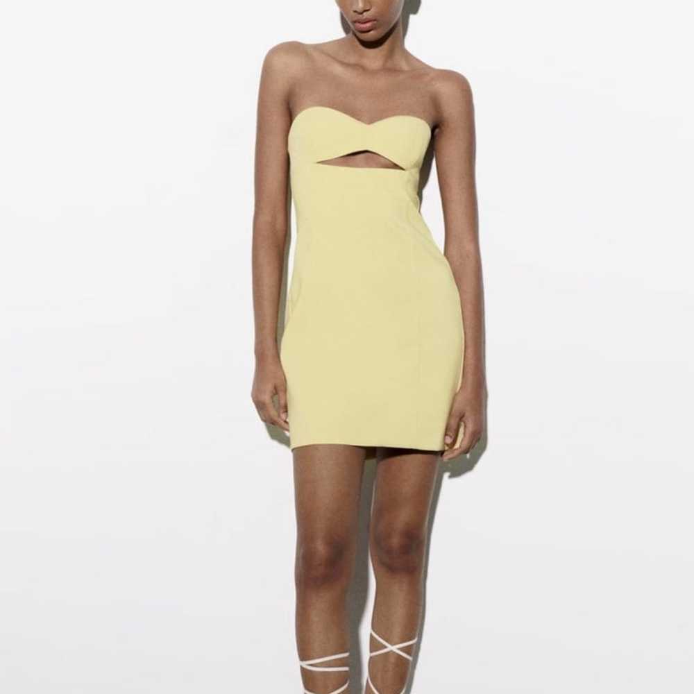 Zara Strapless Cut Out Dress, Color: Yellow, Size… - image 2