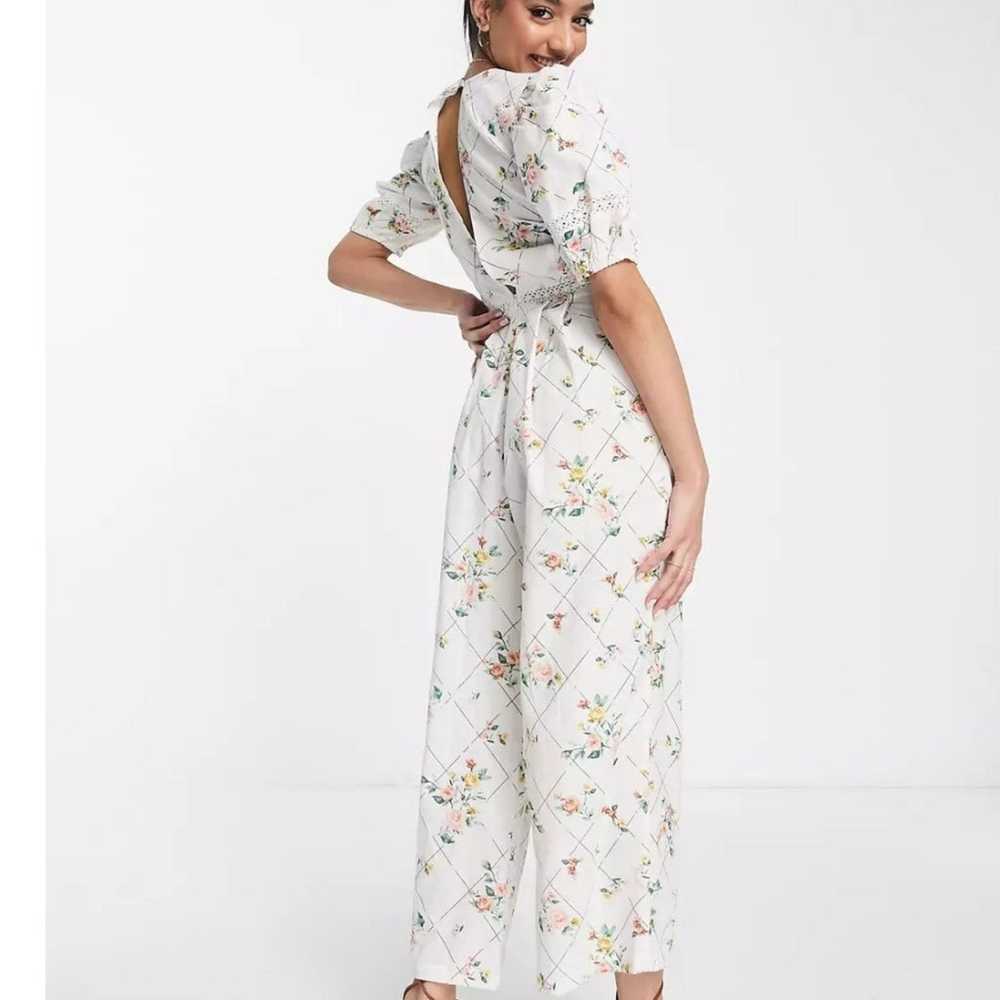 White floral cut out jumpsuit - image 2