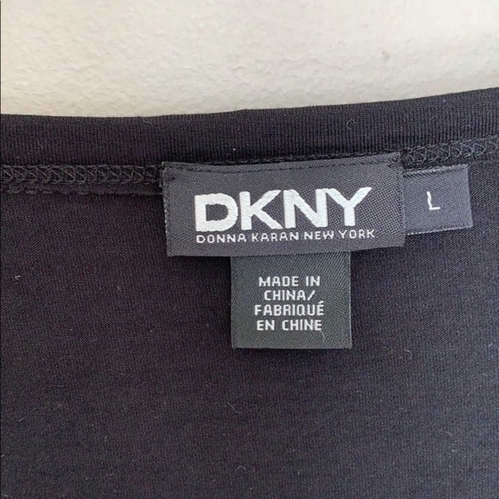 DKNY Black Long Sleeve Knee Length Silk Print Dre… - image 3