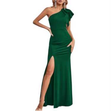 Women's Green One Shoulder Long Formal Sleeveless… - image 1