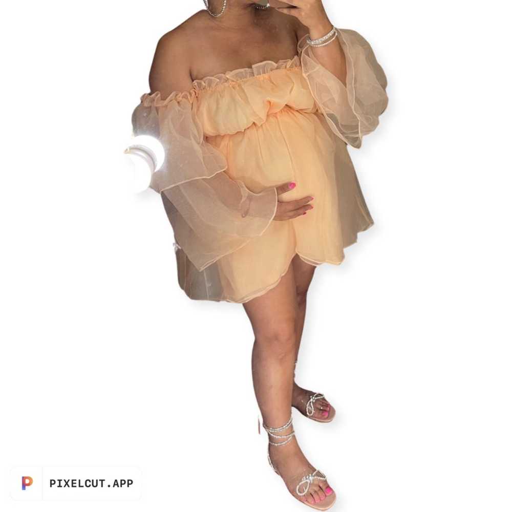 Peach Puffy Dress - image 3