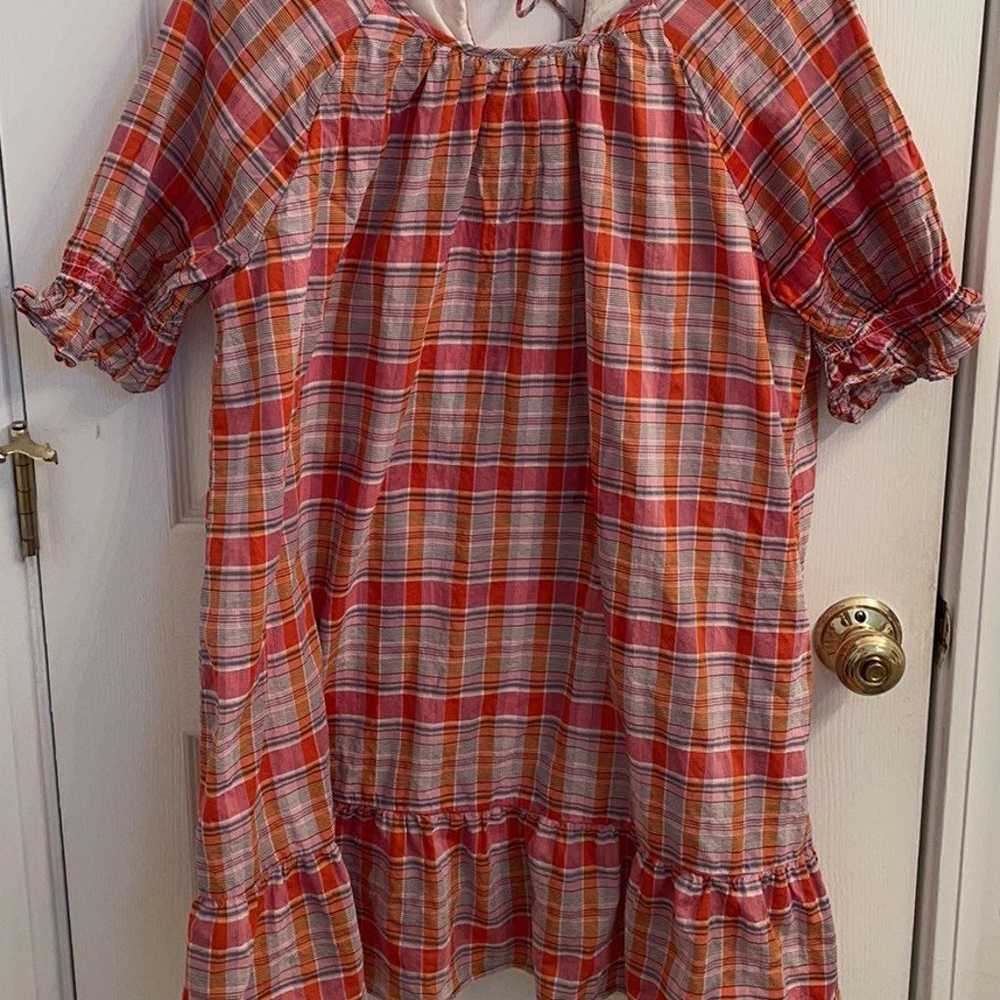 Madewell Plaid Ruffled Sleeve Popover dr - image 3
