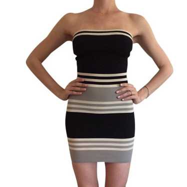 Striped Strapless  Mini Coktail Dress - image 1