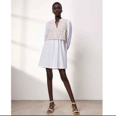 Zara | Zara Combination Knit White Dress Size L B… - image 1