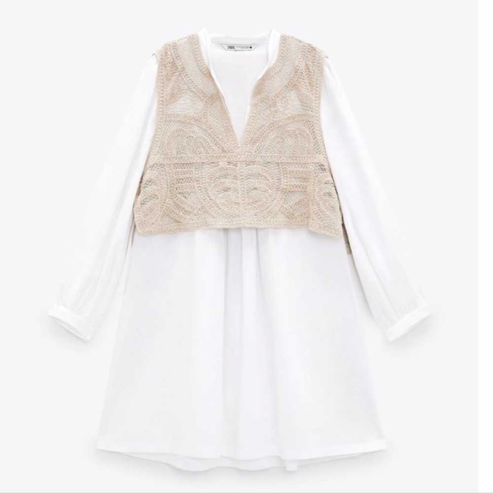 Zara | Zara Combination Knit White Dress Size L B… - image 4