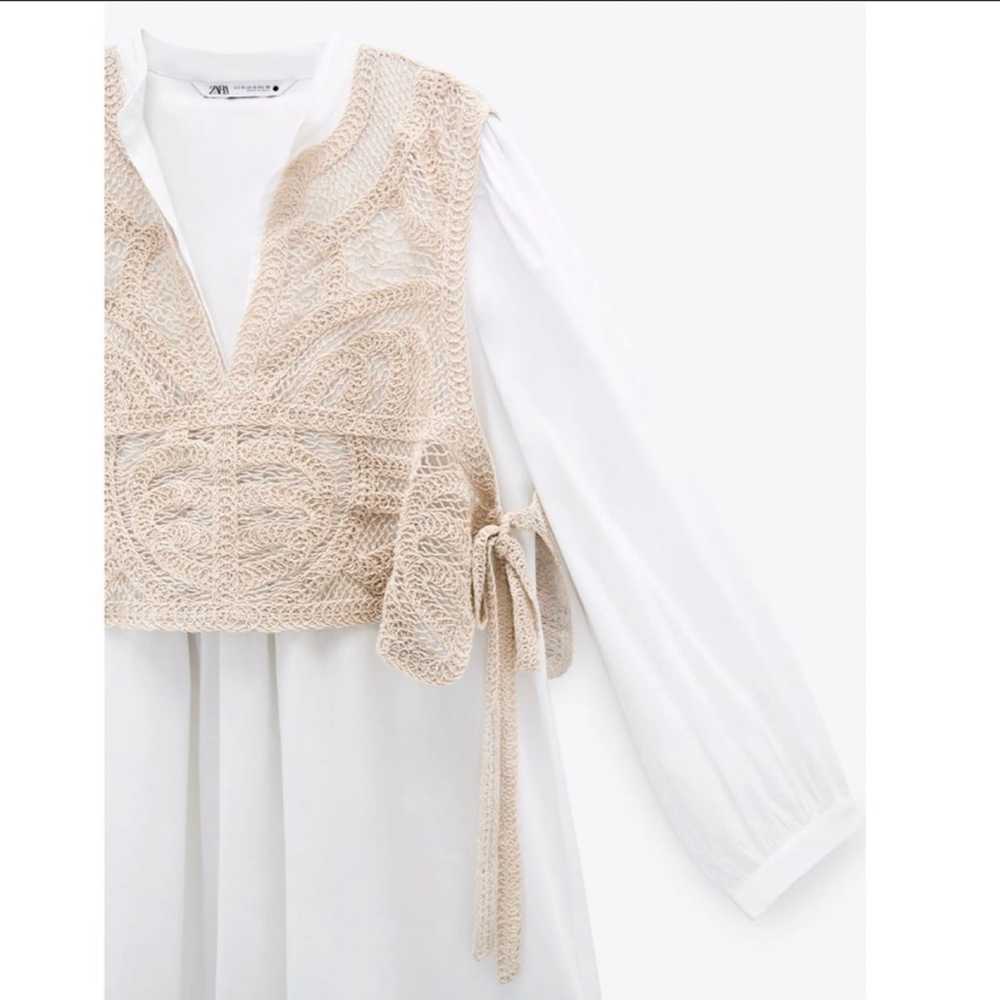 Zara | Zara Combination Knit White Dress Size L B… - image 5