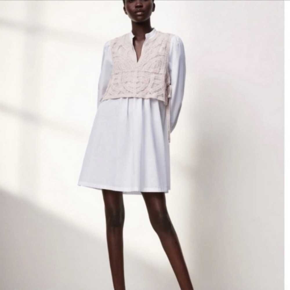 Zara | Zara Combination Knit White Dress Size L B… - image 6
