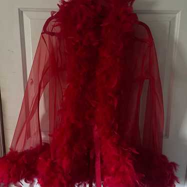 Lingerie feathered robe