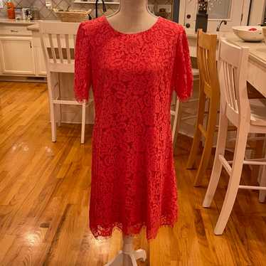 [J howard] red orange lace floral dress - image 1