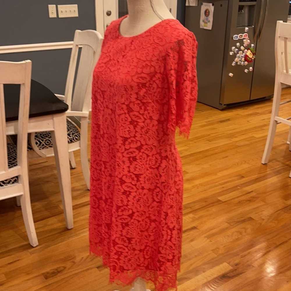 [J howard] red orange lace floral dress - image 3