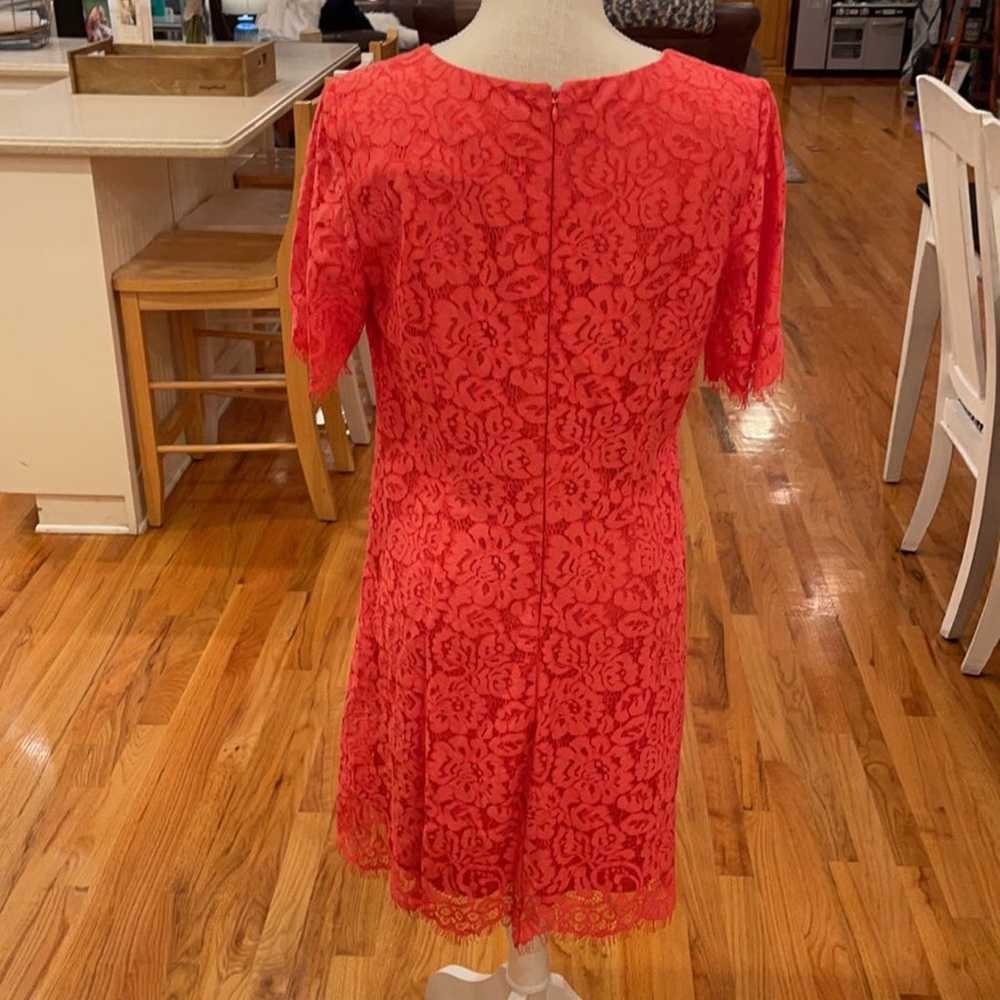 [J howard] red orange lace floral dress - image 4