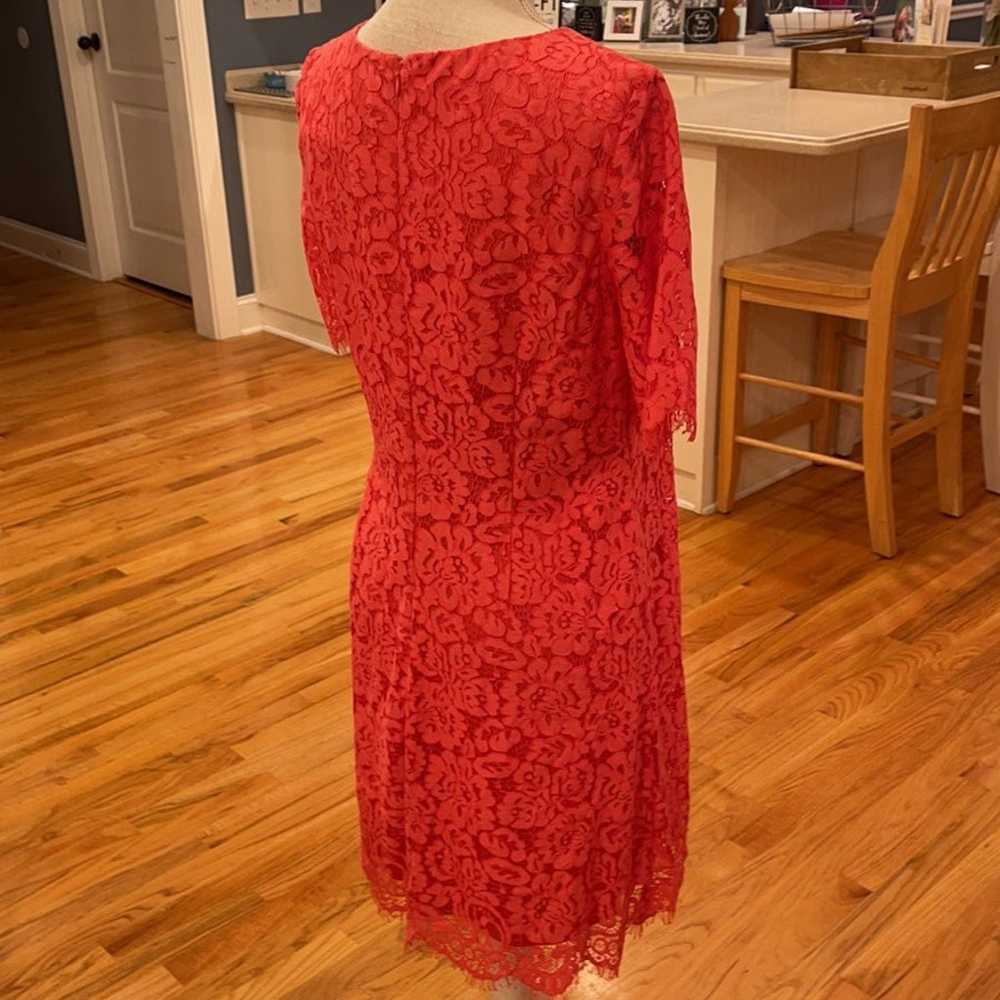 [J howard] red orange lace floral dress - image 5