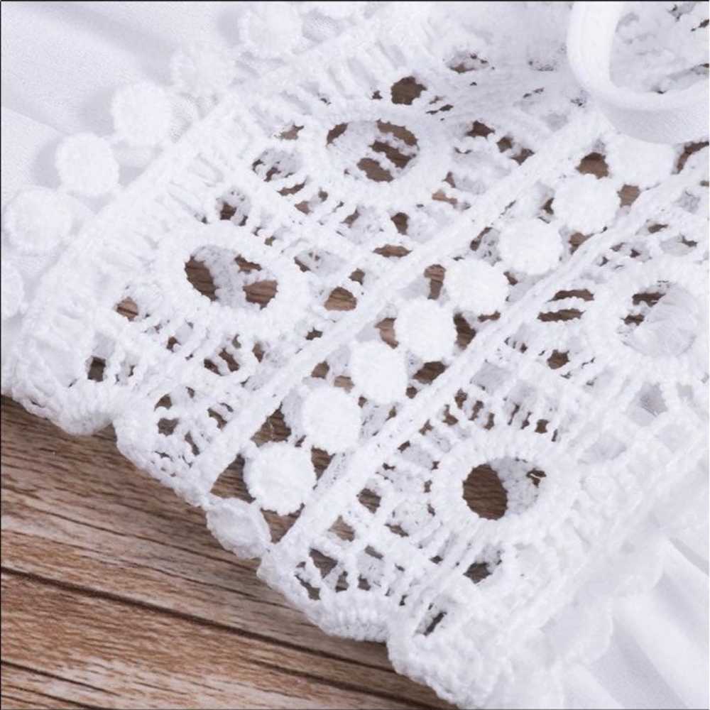 Boho White Crochet Knitted Beach Cover U - image 8