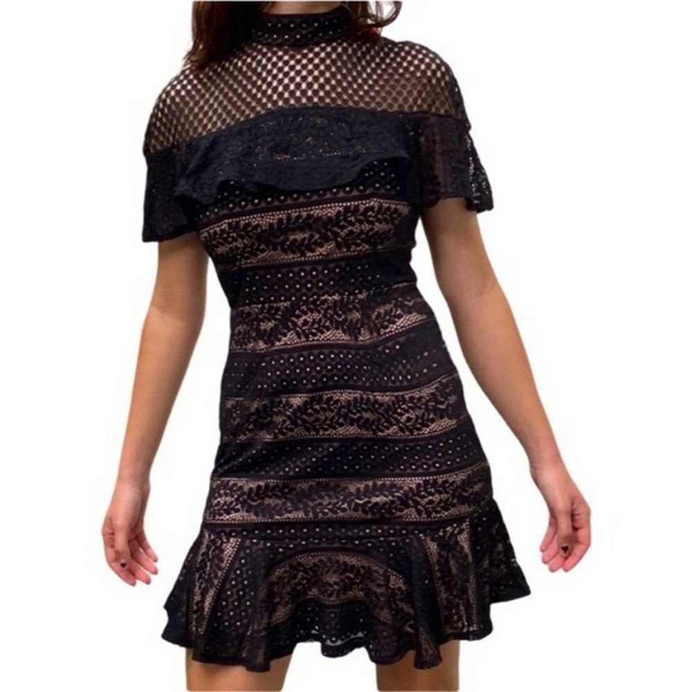 SELFIE LESLIE Lace High Neck Ruffle Mini Dress In… - image 1