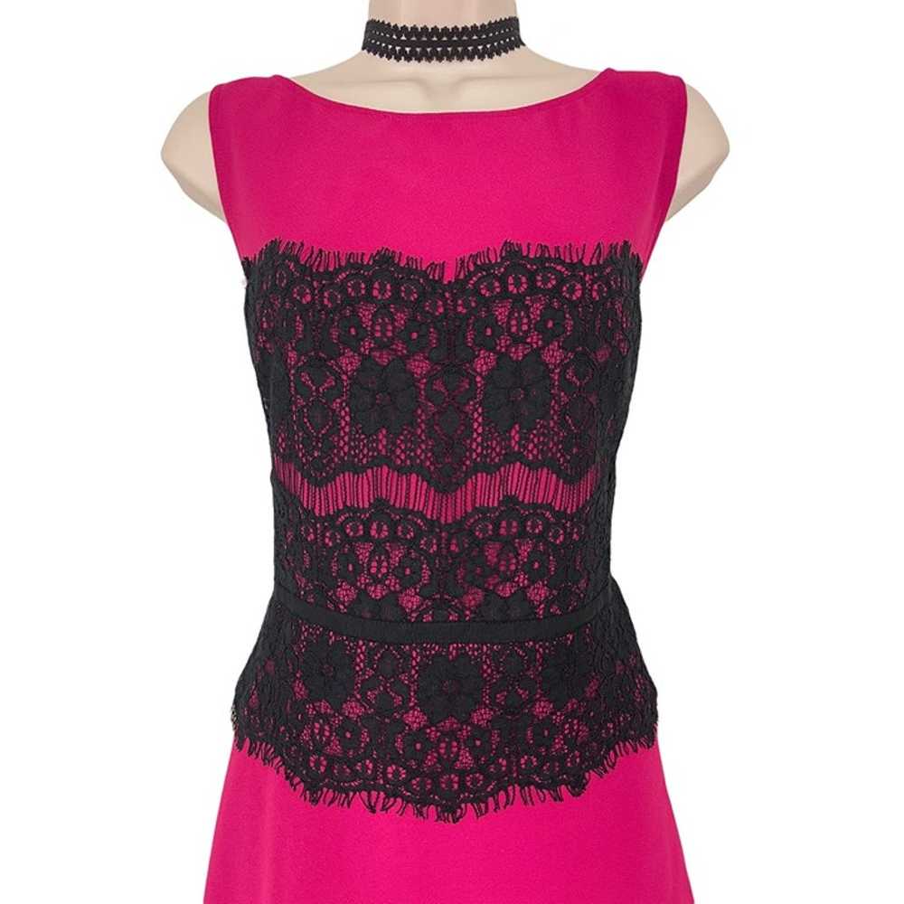 Size 12 ANN TAYLOR LOFT FUCHSIA/BLACK LACE FIT & … - image 2