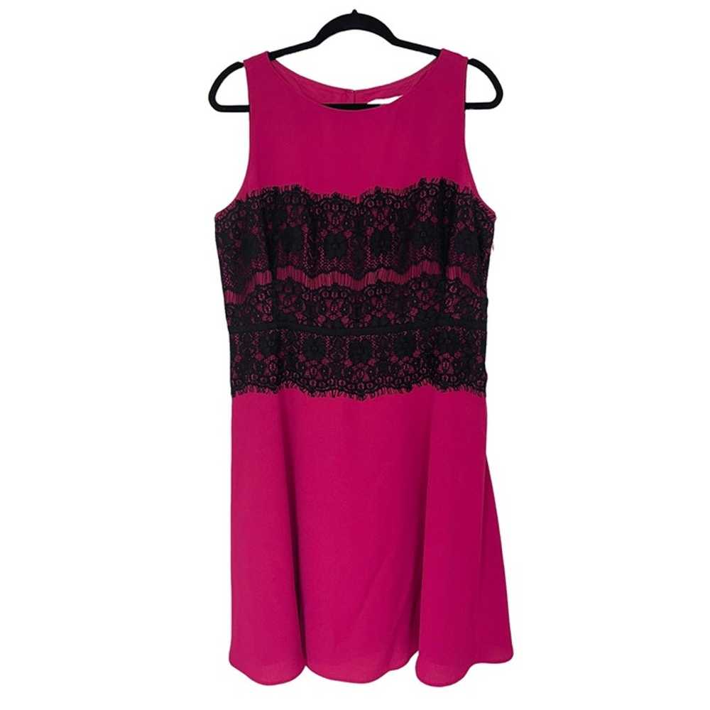 Size 12 ANN TAYLOR LOFT FUCHSIA/BLACK LACE FIT & … - image 4