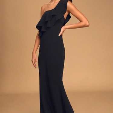 Molinetto Black Lace Ruffled Tiered Sleeveless Maxi Dress