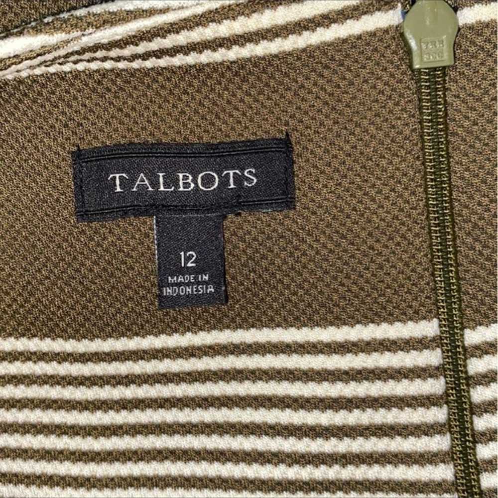 Talbots size 12 olive green striped shift dress - image 4