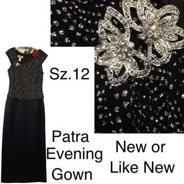 Vtg Patra black silver rhonestones maxi dress 12 … - image 1