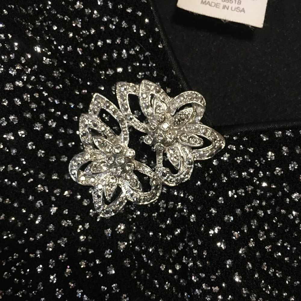 Vtg Patra black silver rhonestones maxi dress 12 … - image 5