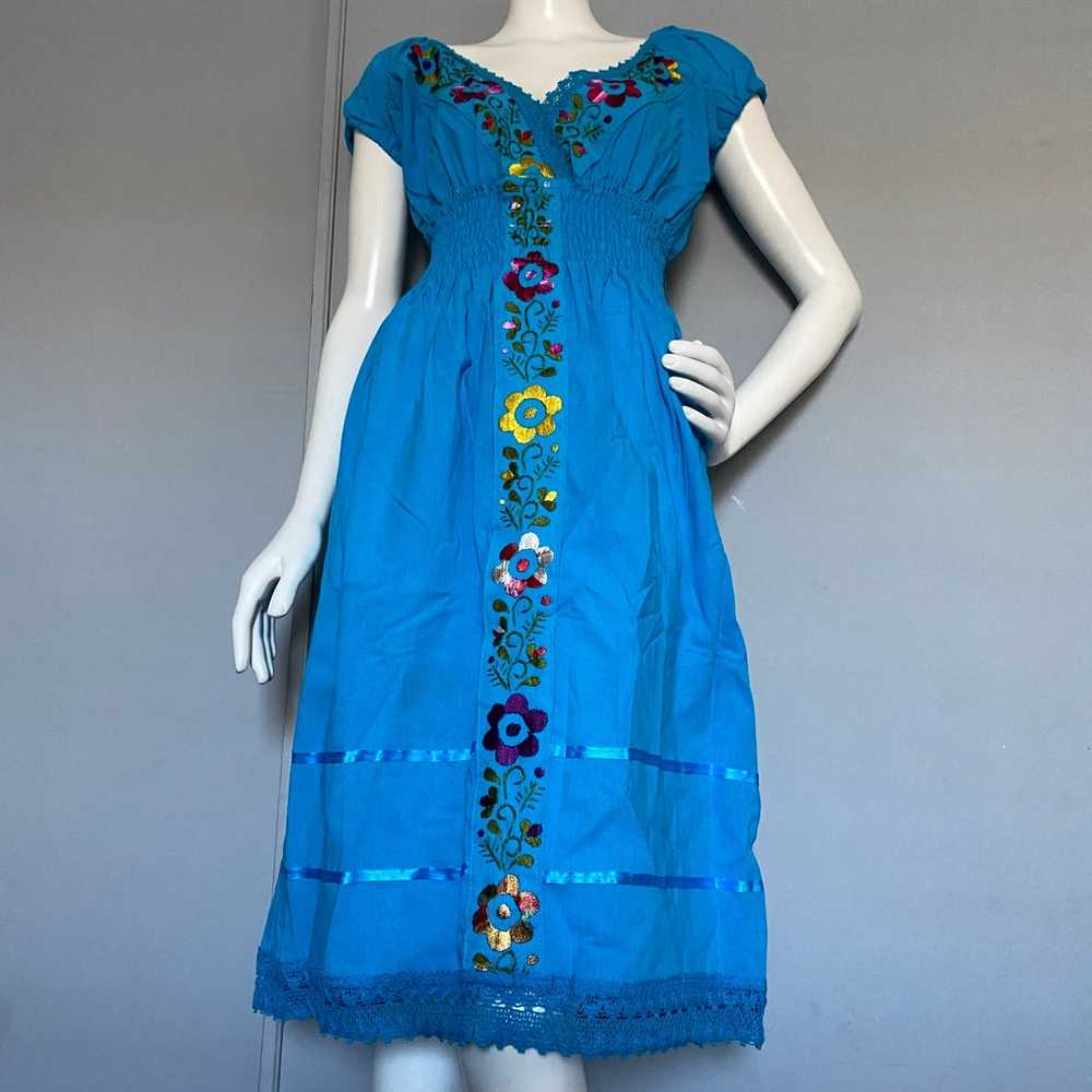 Hand embroidered Mexican Dress L/ Vestido Mexicano - image 5