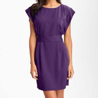 Eliza J Purple Drape Sleeve Pleat Dress