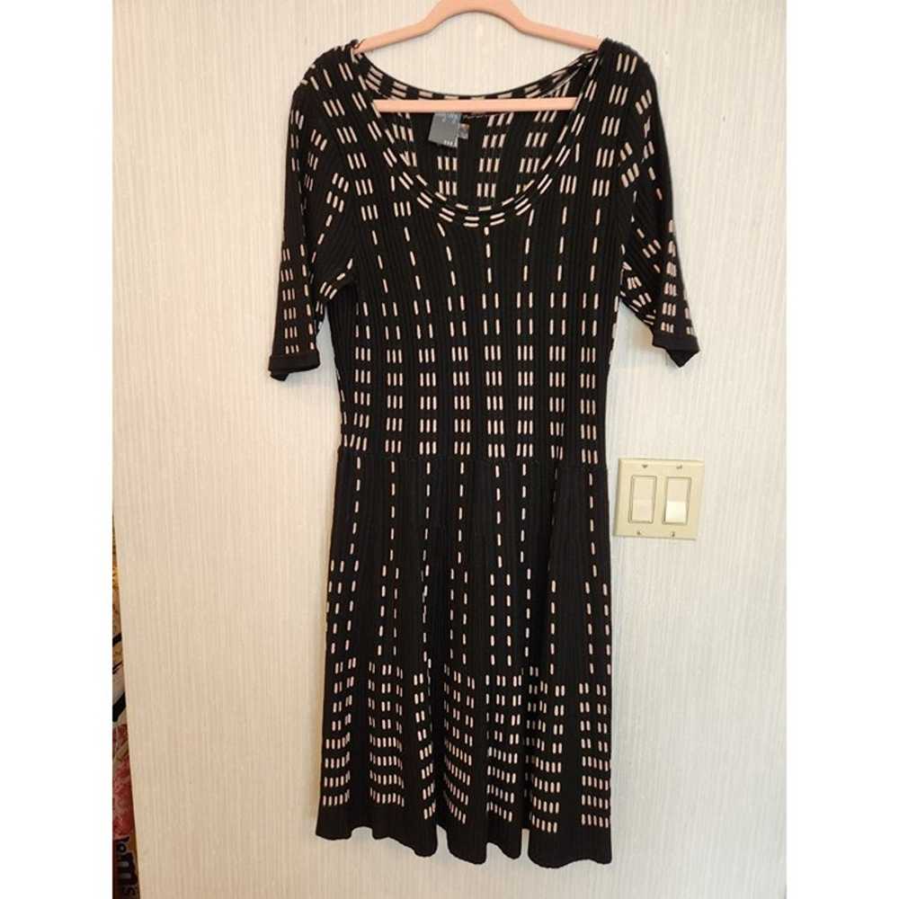 Knit Sweater Dress Black White XL - image 1