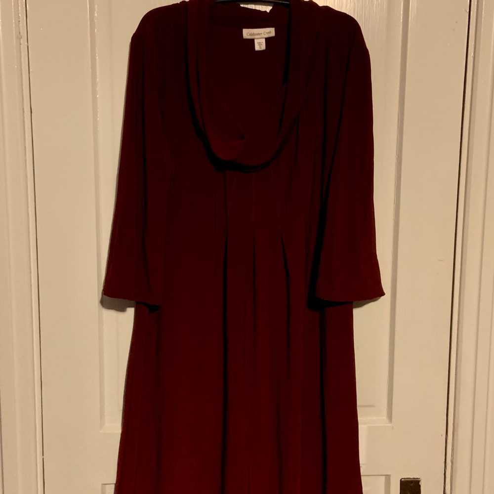 Coldwater Creek Burgundy Red Cowl Neck dress with… - image 1