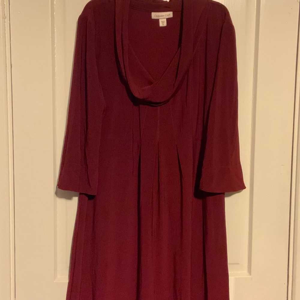 Coldwater Creek Burgundy Red Cowl Neck dress with… - image 2