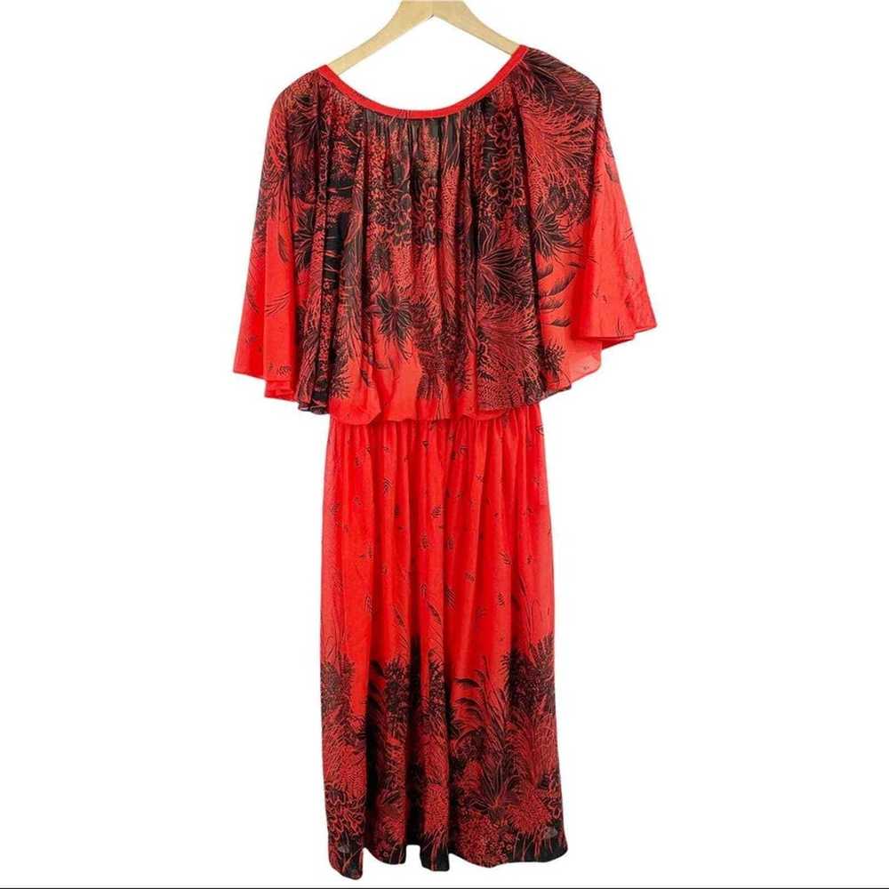 Laura Gene Red Black Sheer Dress Flowy Disco Size… - image 11