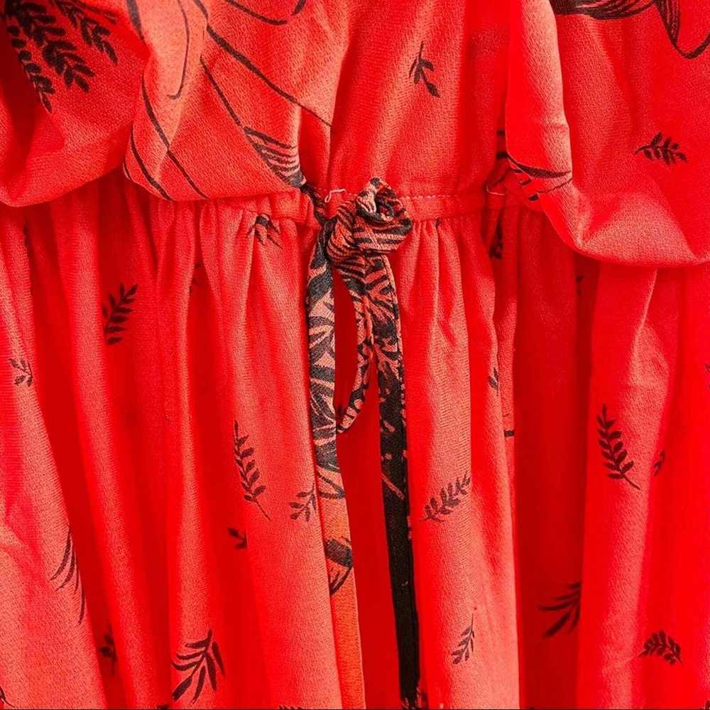 Laura Gene Red Black Sheer Dress Flowy Disco Size… - image 5