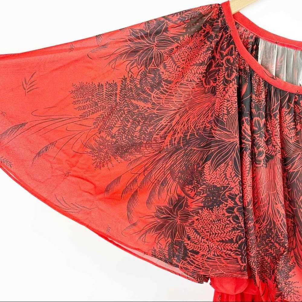 Laura Gene Red Black Sheer Dress Flowy Disco Size… - image 6