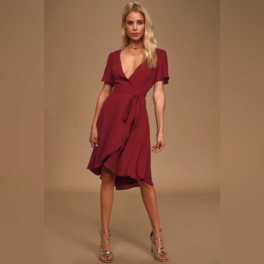 Lulus Rise To The Occasion Burgundy Midi Wrap Dre… - image 1