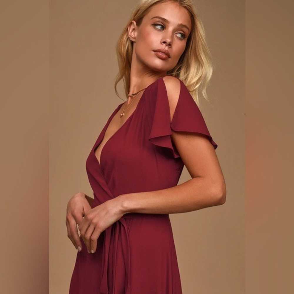 Lulus Rise To The Occasion Burgundy Midi Wrap Dre… - image 2