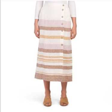 Rachel Zoe Linen Striped Midi Skirt with Pockets - image 1